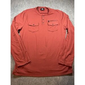 Rock & Republic Long Sleeve Henley Shirt with Chest Pockets Men's XL Orange